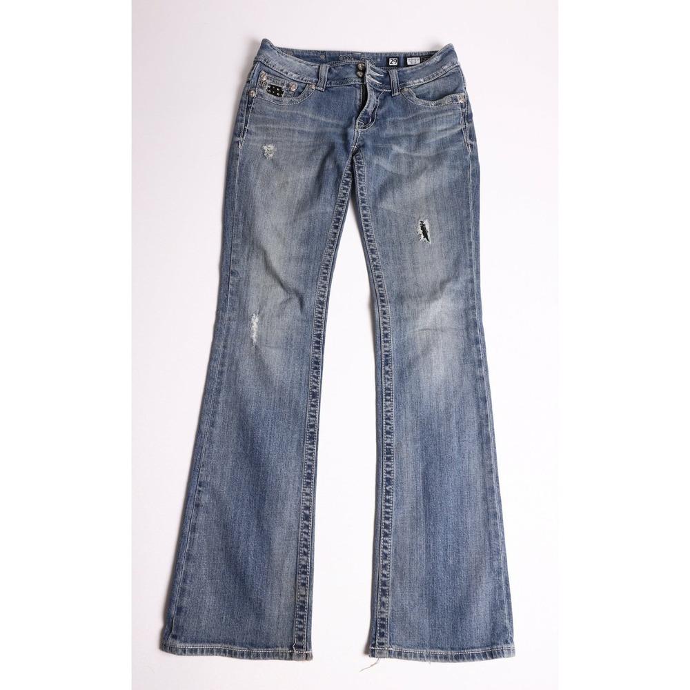 Miss Me JP5002-16 Bootcut Distressed Studded Embellished Jeans Blue Size 29